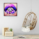 5D Diamond Painting Kit Purple Lips Full Round Drill Rhinestone DIY Mosaic