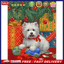 5D DIY Full Drill Round Shape Christmas Puppy Rhinestone Diamond Drawing Kit