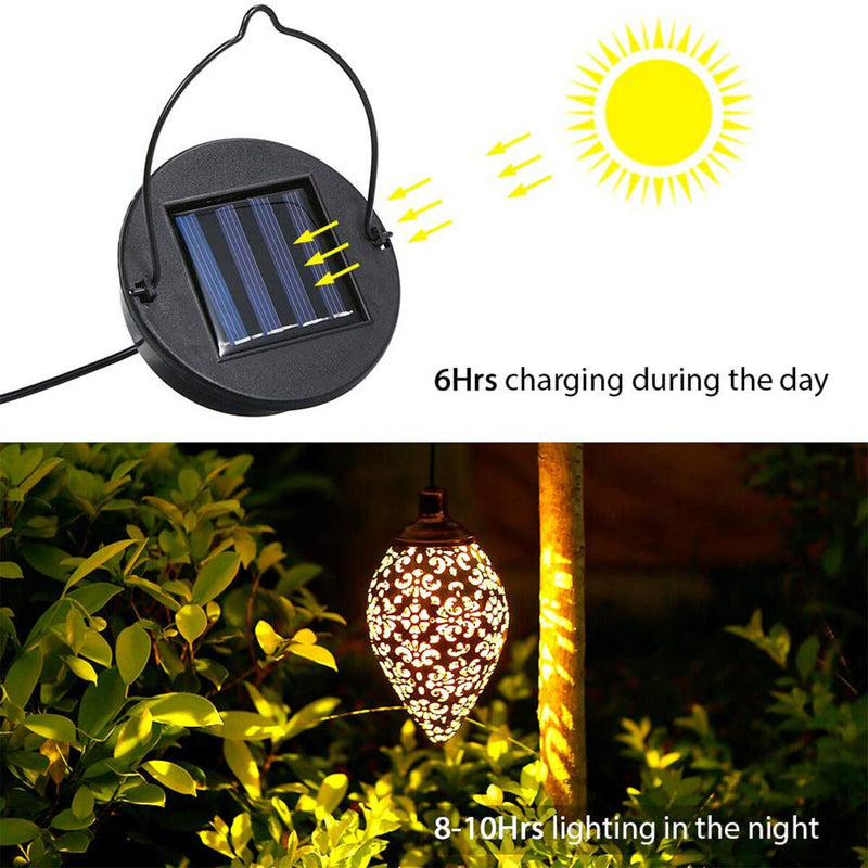 Solar Hanging Lights, Olive Shaped, Waterproof, Garden Metal Art LED Lamp Newly