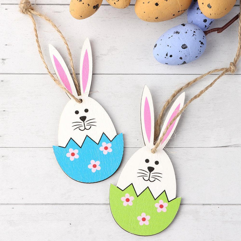 Wooden Hanging Ornaments Easter Rabbit Easter Wood Chips Easter Decorations