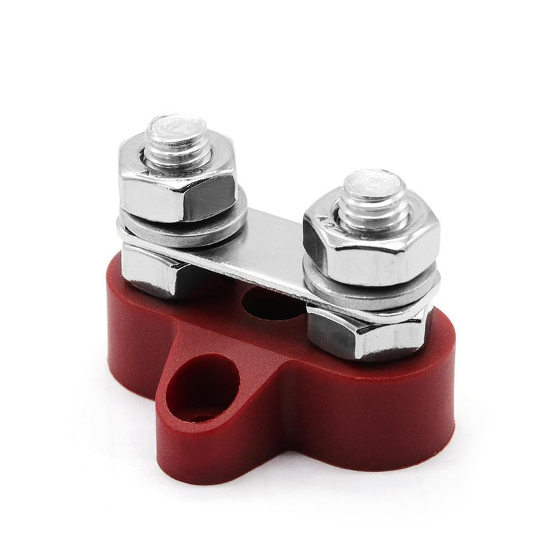 Bus Bar Terminal Block Heavy Duty Dual M8 Power Distribution Stud (Red)