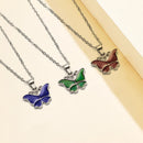 Color Changing Butterfly Necklace Elegant Women Holiday Neck Chain Pendants
