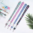 Card Holder Printed Fabric Retractable Necklace Lanyard Hanging Rope Neck Strap