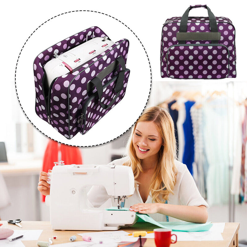 Sewing Machine Handbag Crochet Kits Print Travel Carrying Case (Purple) Newly