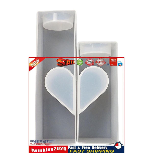 Candle Holder Molds Heart Silicone Tealight Candlestick Molds Kit - White Newly