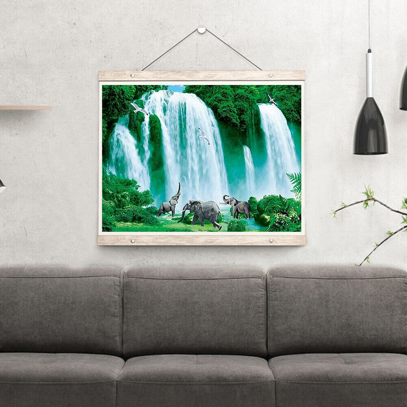 5D DIY Diamond Painting Elephants Waterfall Full Round Drill Crafts Mosaic Sets