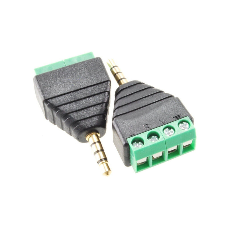 2-Pack 3.5mm 1/8" TRRS Male Jack to AV 4-Screw Terminal Block Balun Connector