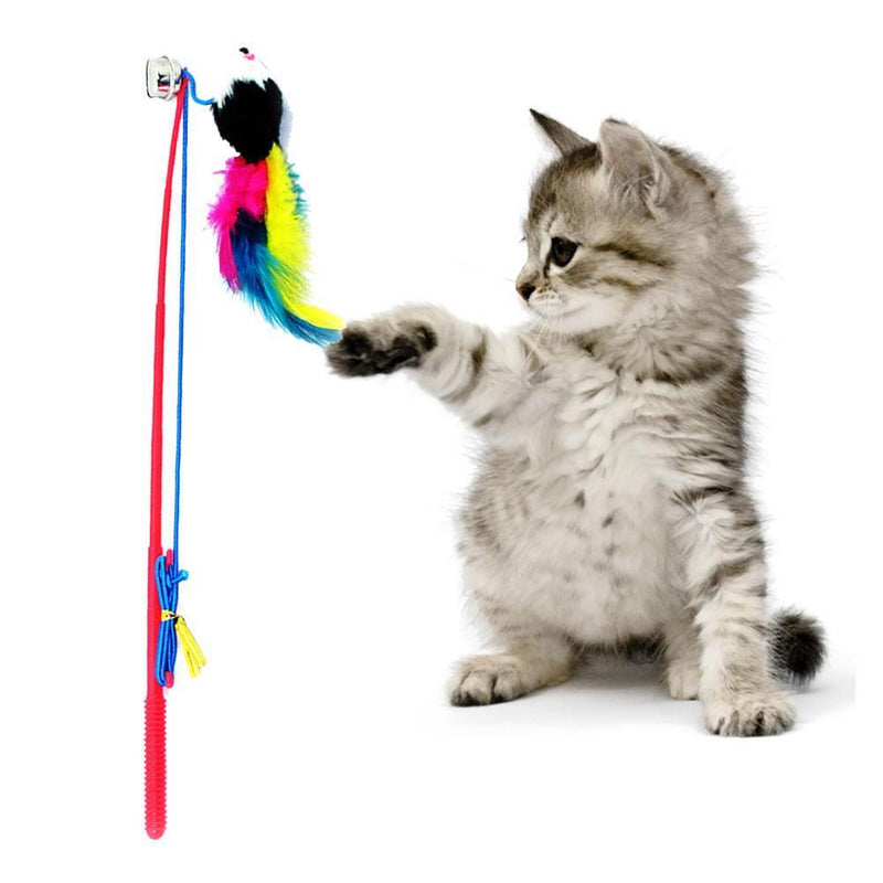 Cat Feather Funny Mouse Rod Wall Toys for Kitten Interactive Stick Pet Supplies
