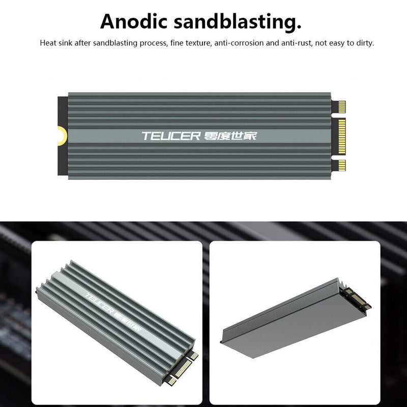 TEUCER M2-LD02 9mm Aluminum Alloy M.2 2280 SSD Heat Sink Heat Radiator Newly