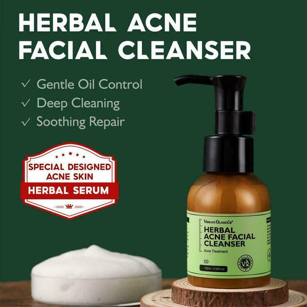 Herbal Acne Facial Cleanser Shrink Pore Foam Oil Control Brightening Skin V8J8