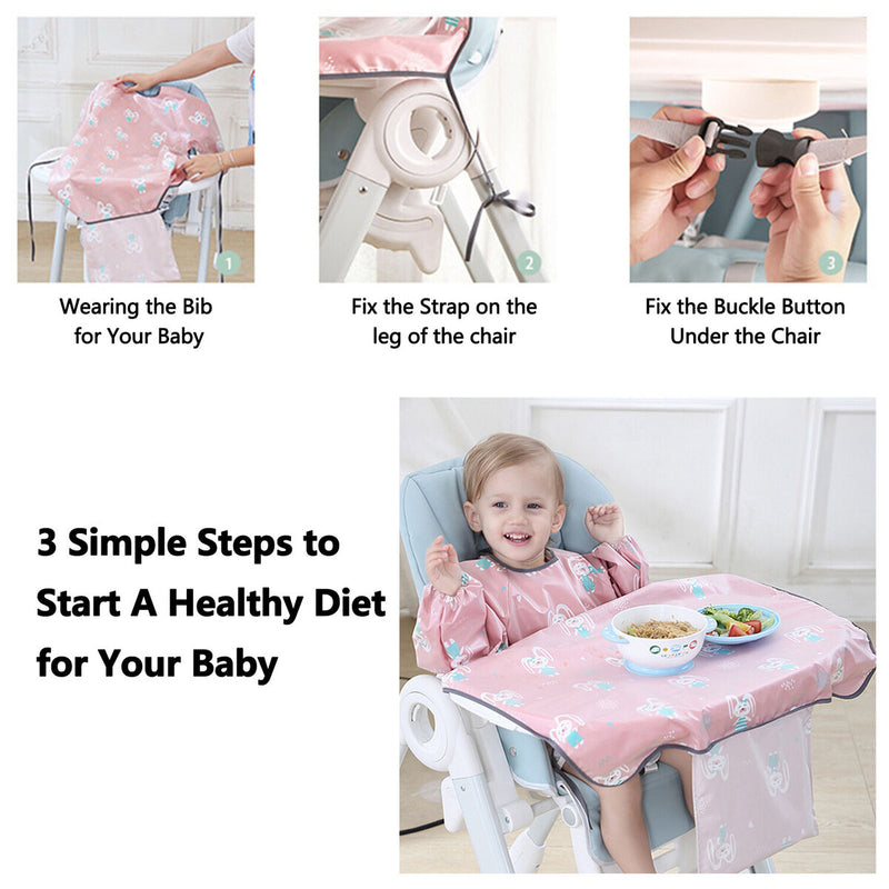 Waterproof Highchair Kids Long Sleeves Baby clothes Weaning Bib Baby Bibs