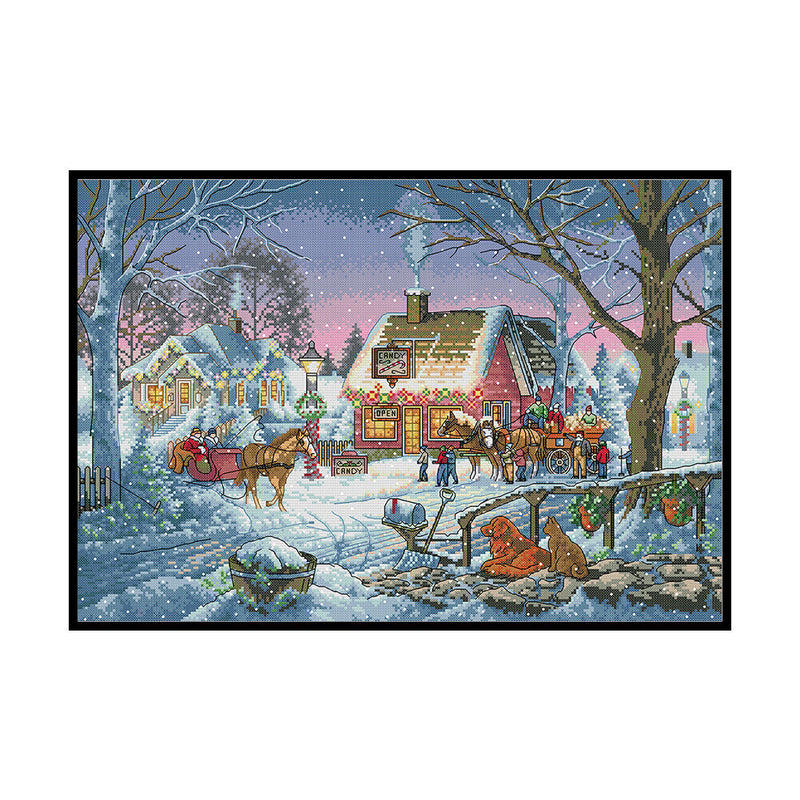 Full Embroidery Scene 2-Strand 14CT Printed Cross Stitch Cotton DIY Needlewor