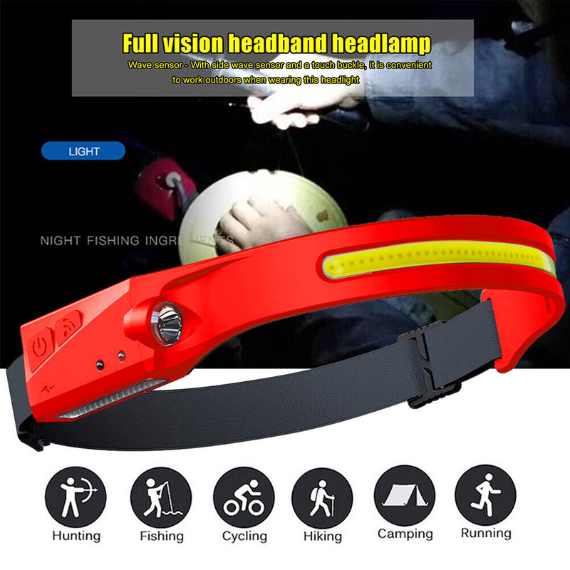 COB LED Headlamp Sensor Headlight Flashlight Rechargeable Outdoor Work Ligh