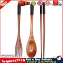 Japanese Portable Wood Chopsticks Fork Spoon Tableware Cutlery Set (A) Newly