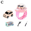 Mini Remote Control 2.4G Wrist Watch Racing Car 4CH RC Vehicle Toys (Pink)