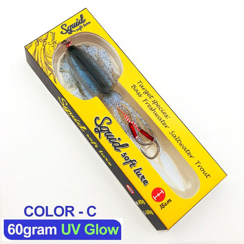 #A UV Luminous Bionic Squid Fishing Lures 60g 15cm Wobbler Soft Bait Fishing Tac