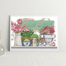 Partial Embroidery 14CT Needlework Cross Stitch Kit 2 Strands Paris Flower