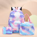 #A Tie Dye Backpack Student Schoolbag Laptop Bookbag 3 Piece Insulated Lunch Box