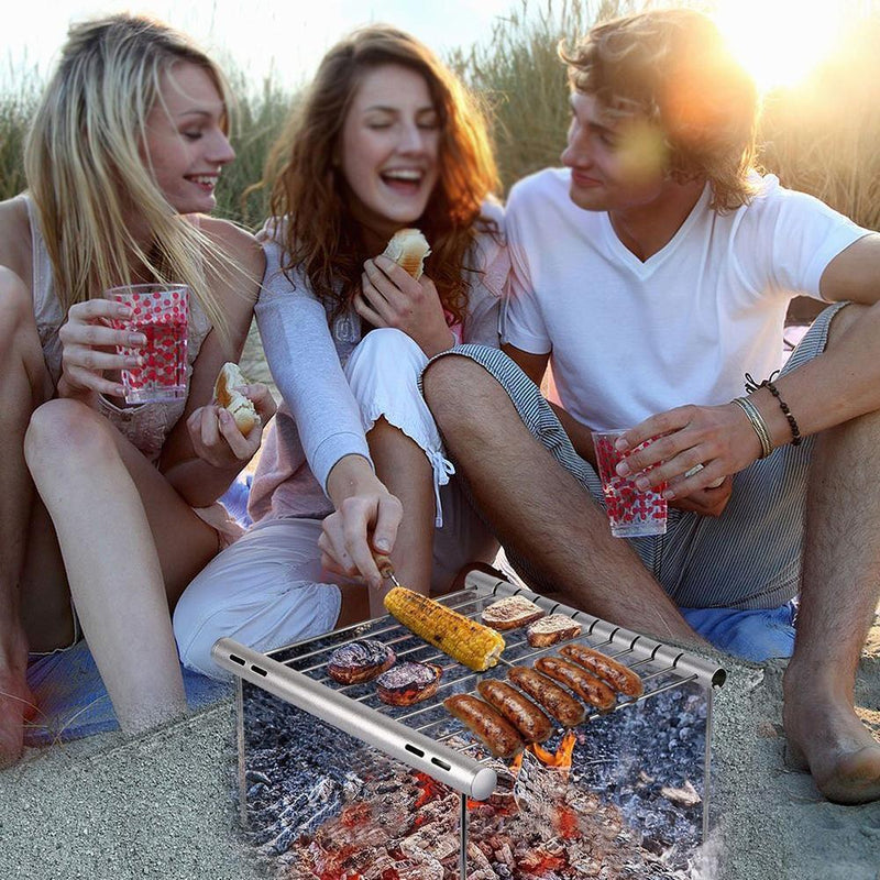 Portable Stainless Steel Barbecue Grill Foldable Outdoor Picnic BBQ Tool Newly