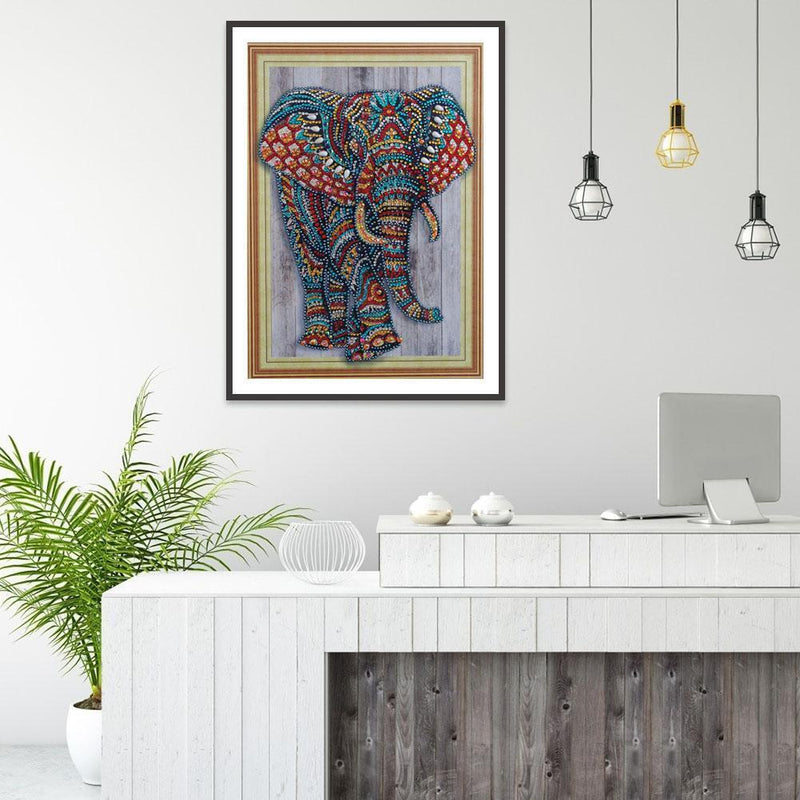 5D DIY Special Shape Diamond Painting Elephant Cross Stitch Craft Needlework Kit