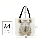 Rhino Printed Shoulder Shopping Bag Casual Large Tote Handbag (40*40cm)