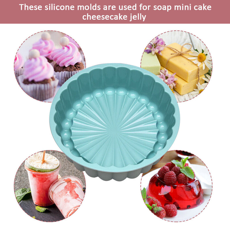 #A Round Silicone Cake Mold Sunflower Baking Fryer Pan for Pastry Desserts Cake