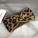 Women Leopard Headwear Crochet Head wrap Knitted Headband Bowknot Turban
