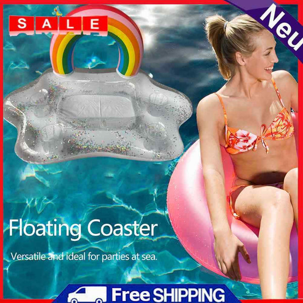 Inflatable Drinks Holder Air Mattress Rainbow Floating Beer Drink Cooler