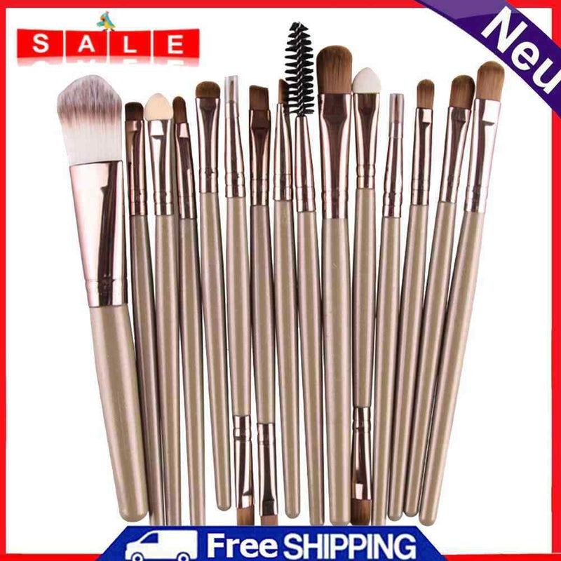15pcs Makup Soft Brushes Eyeshadow Eye Powder Brow Foundation Cosmetic Kit-