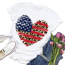 Independence Day Print Leopard Love T-Shirt (White S)