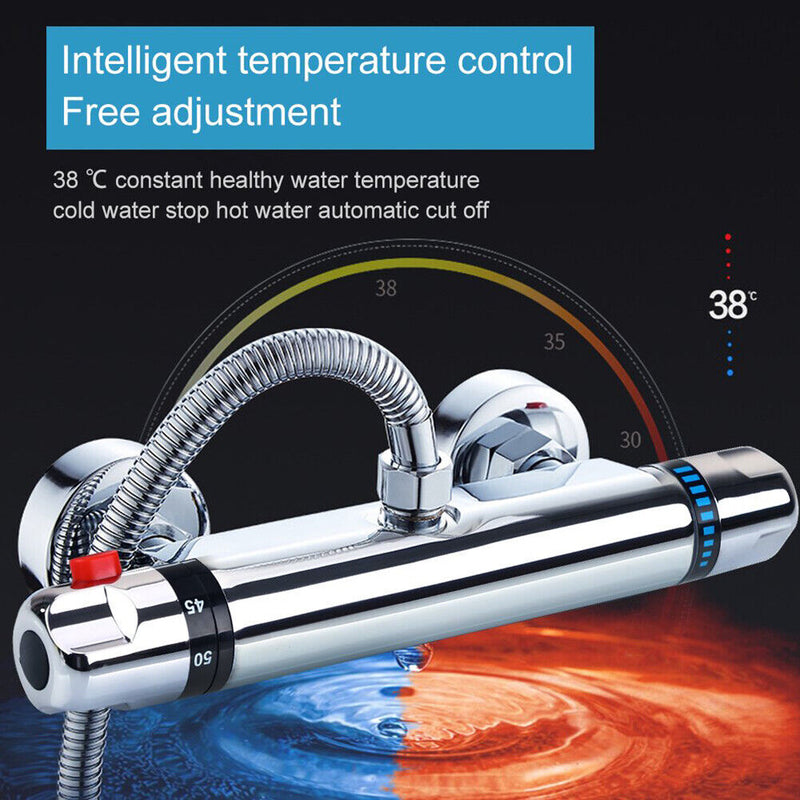 Zinc Alloy Bathtub Thermostatic Mixer Tap Solar Temperature Control Faucet Valve