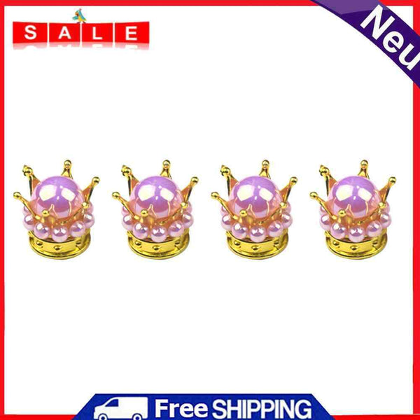 4pcs Universal Car Beads Crown Wheel Tire Valve Cap Auto Tyre Rim Stem Air Cover