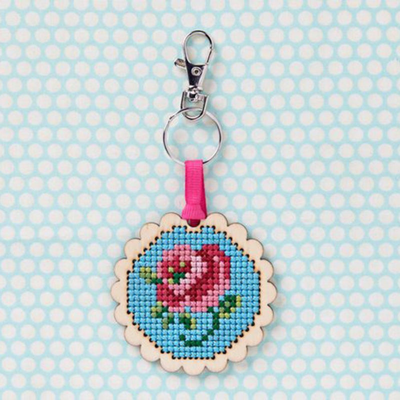DIY Crafts Wood Wooden Cross Stitch Jewelry Pendant Embroidery Key Ring Making