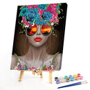 #A Girl with Flower Oil Paint By Number Kit DIY Frameless Drawing Picture for