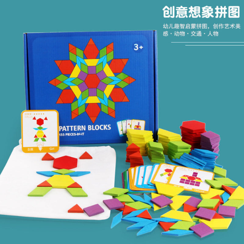 155 Pcs Wooden Jigsaw Puzzle Board Set Colorful Baby Montessori Educational Toys