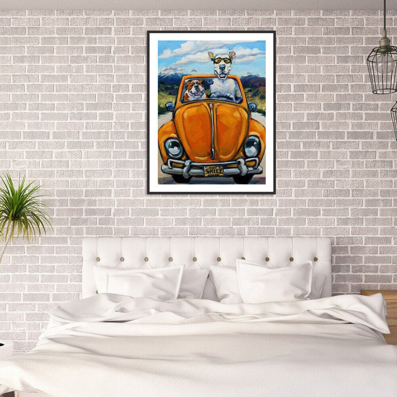 5D DIY Driving Dogs Full Square Drill Diamond Painting Kit Handicraft Art