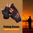 3-Finger Cut Unisex Arrow Fishing Glove Non-Slip Angling Gloves (Black Red)
