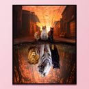 Full Cross Stitch Art Paint 11CT Counted Sunset Cat Embroidery Wall Ornament Kit