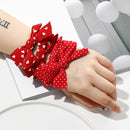 Red Bowknot Wave Point Cute Hair Rope Head Rope Double Horsetail Headwear
