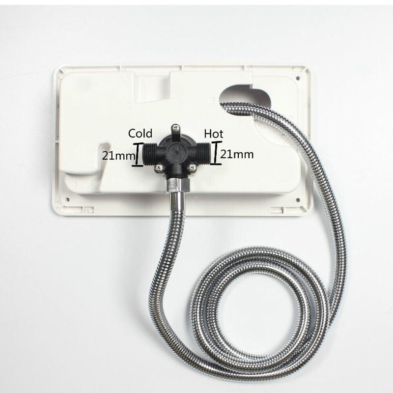 Adjustable Camper RV External Exterior Shower Box Kit with Lock (White)