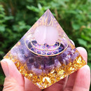 Orgonite Pyramid Amethyst Peridot Crystal Energy Purify Mind Crafts (B) Newly