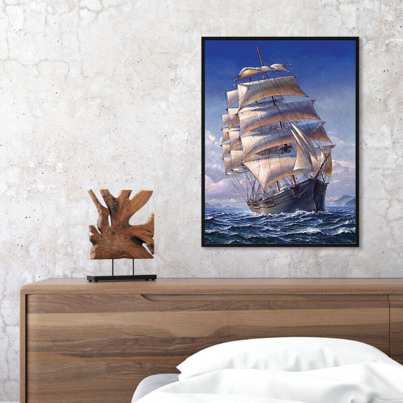Oil Paint By Numbers Picture DIY Drawing Painting Abstract Boat Art Crafts