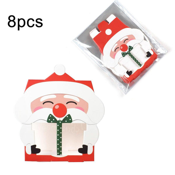 8pcs Santa Claus Cookie Bag Nougat Candy Paper Card Decoration Kids Gift,`