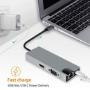 USB 3.0 USB Type-C Hub Gigabit Ethernet 4K HDMI Docking Station For Laptop PC
