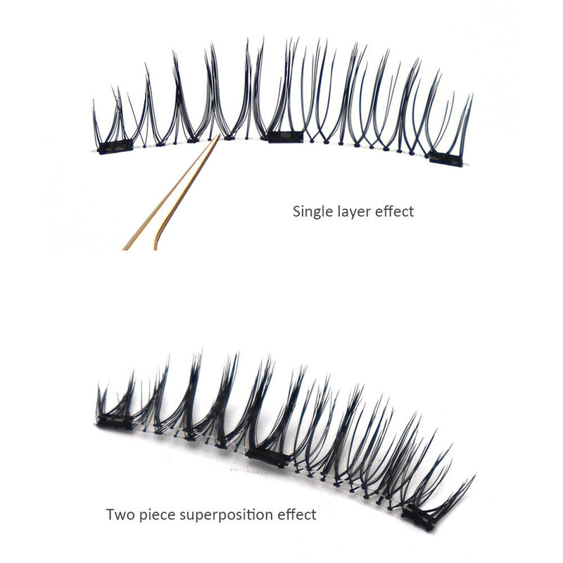 4pcs Reusable False Eyelashes 6D Extended Thick Magnetic Eyelashes Makeup Tool