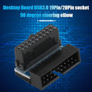 2pcs Motherboard USB3.0 19Pin/20Pin Socket Male to Female 90 Degree Extender