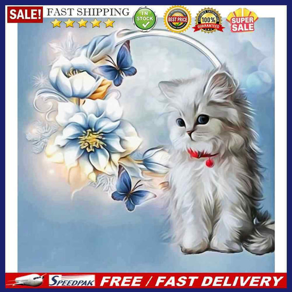 Canvas Paint By Numbers White Cat Oil Hand Painted Drawing Kit Home Decorat