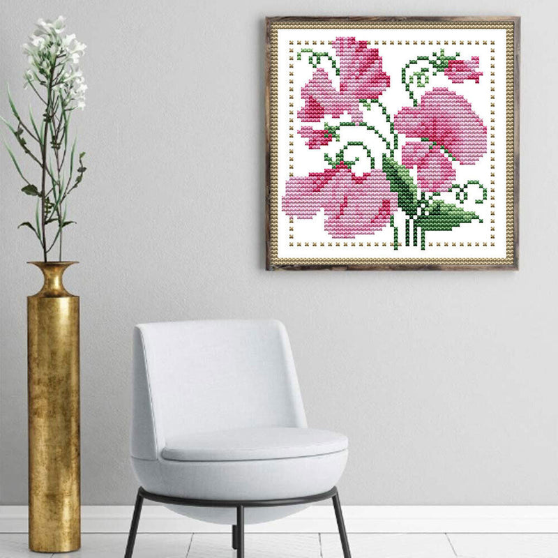 Partial Cross Stitch 14CT Cotton Thread DIY Counted Embroidery Kits Flower Gift