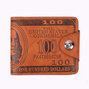 Fashion Men Retro PU Leather Printing Card Organizer Mini Bifold Wallet Clutches
