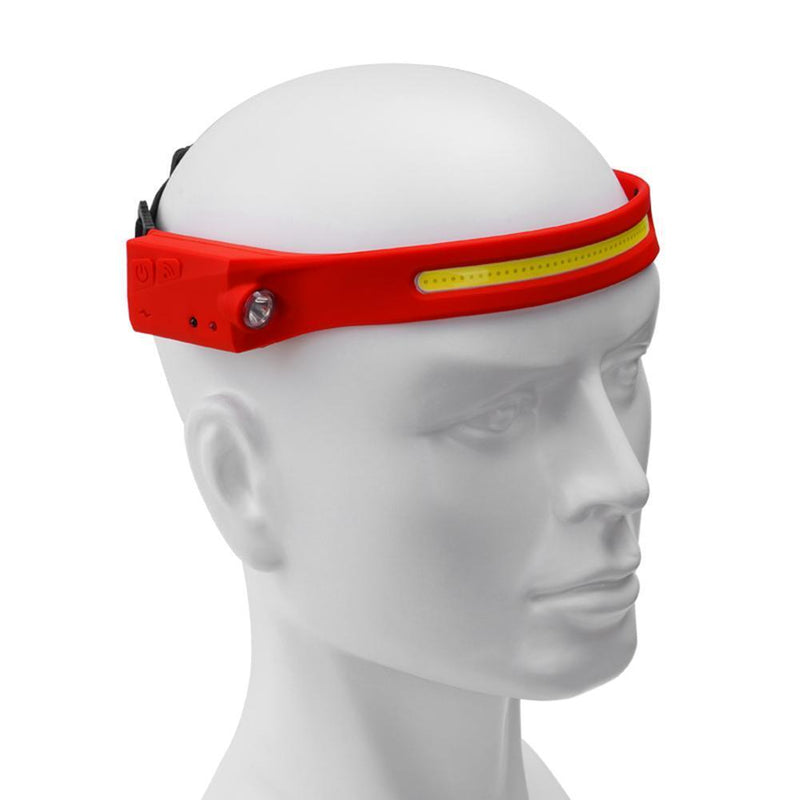 2pcLED COB Headlamp Rechargeable Camping Waterproof Sensor Headlights (Red)